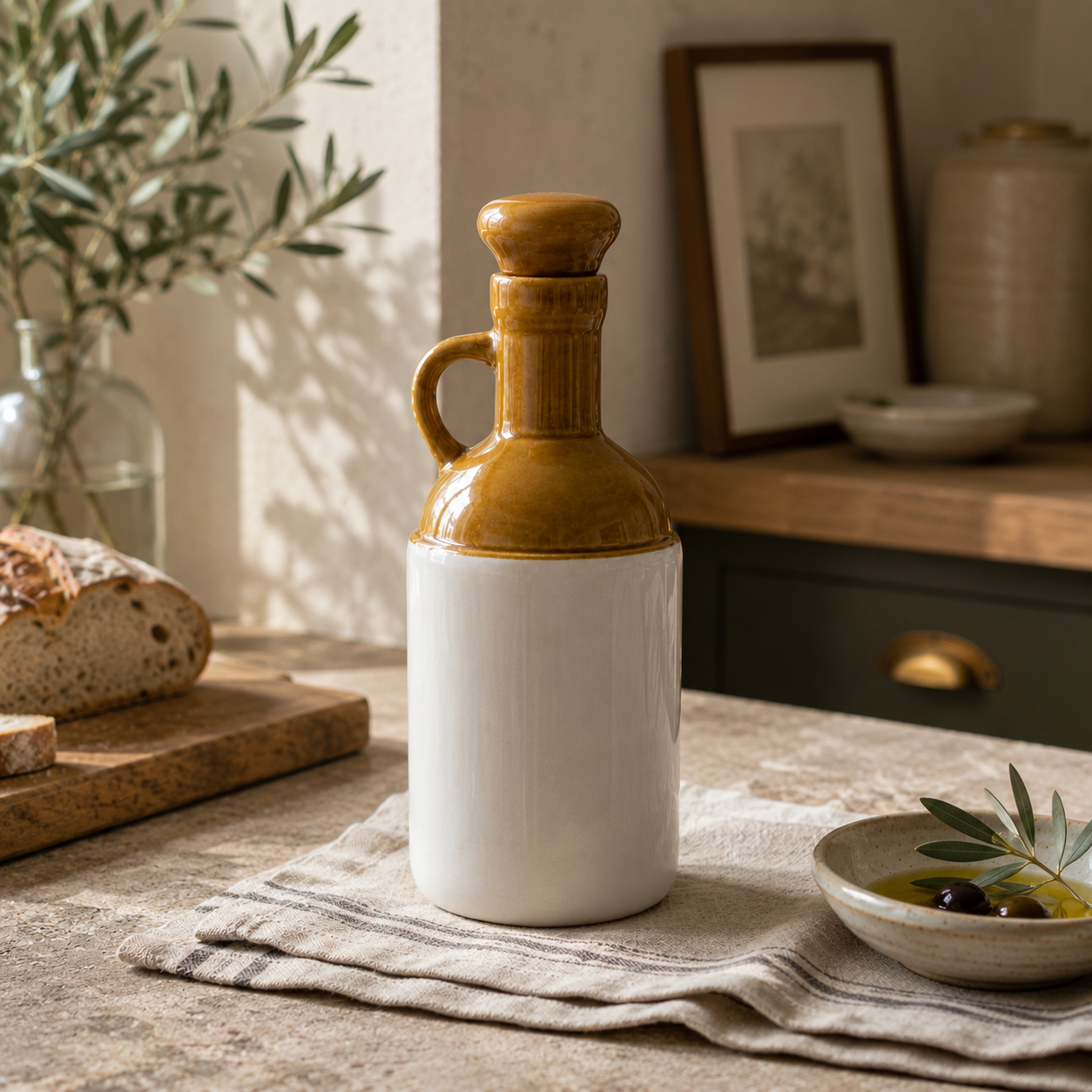 1000ml Ceramic Oil Dispenser Bottle | Vintage Handmade Oil Pourer – Rizasta